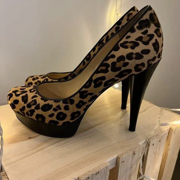 Pony hair leopard print platform heels - Picture 6 of 8